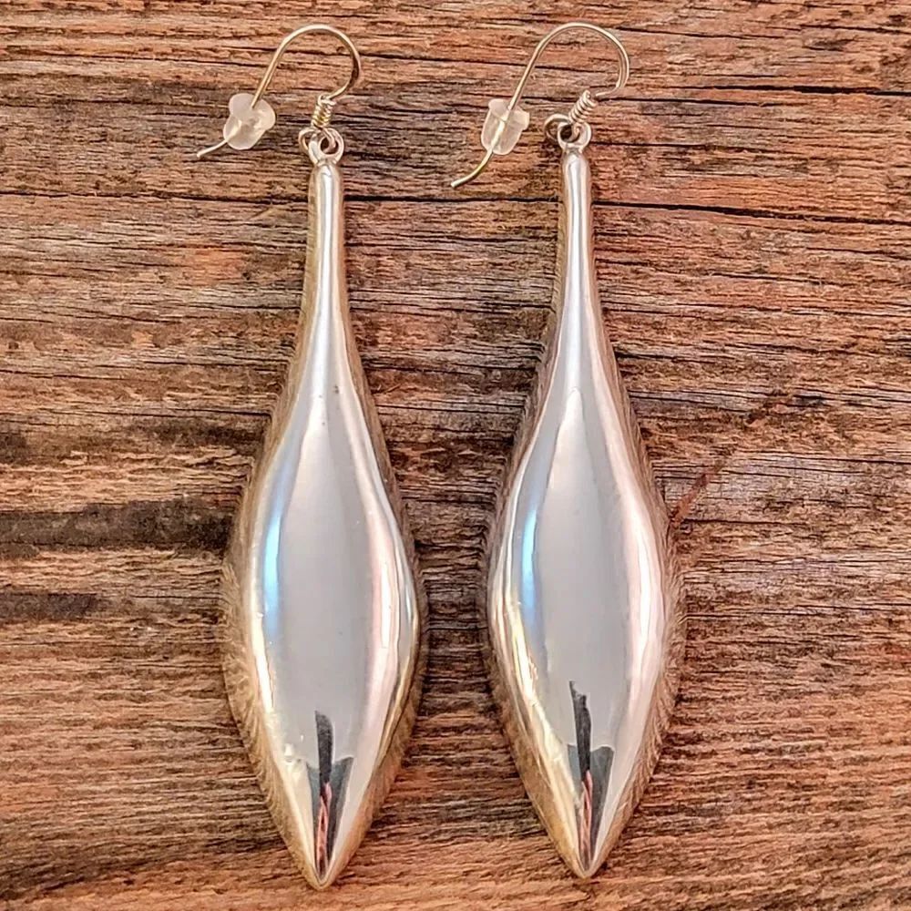 Sterling Modern Artisan Elongated Drop Earrings